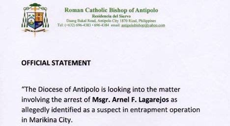 arnel lagarejos|Priest relieved over trafficking allegations of 13.